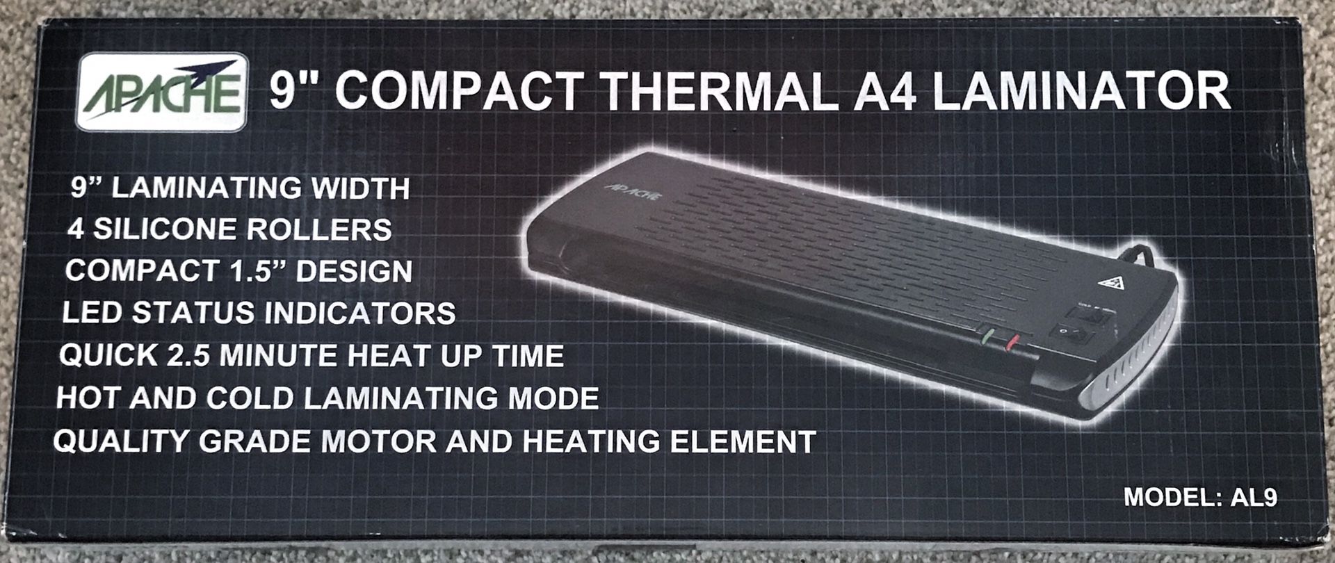 Apache 9” Compact Thermal A4 Laminator with 100 Letter Size Laminating Pouches