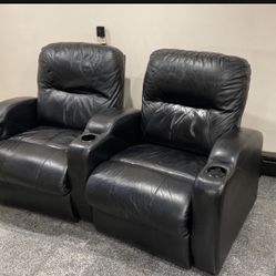 Black Leather Recycling Theater Chairs