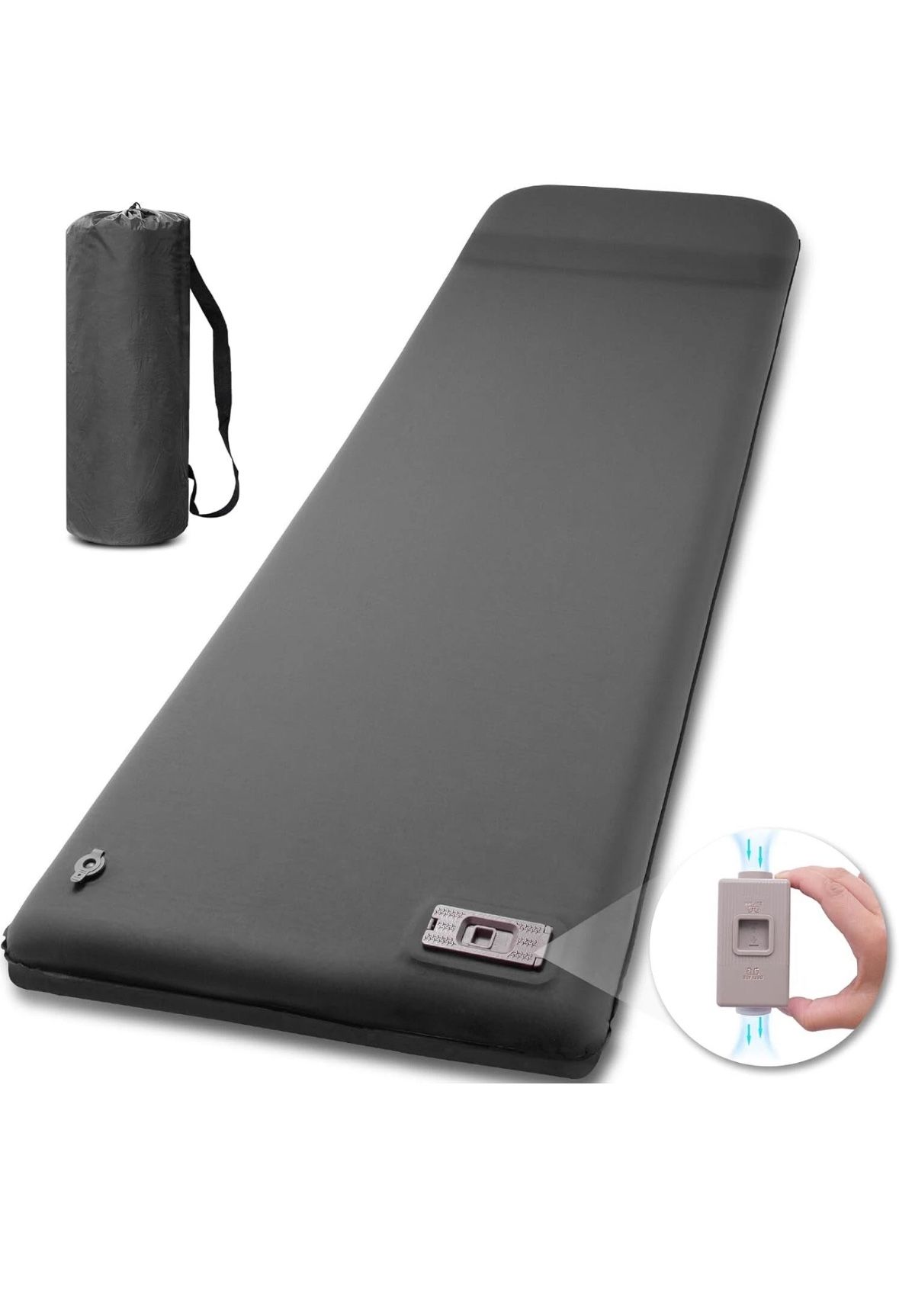 Self Inflating Camping Portable Sleeping Pad Built In Pump with Memory Foam Gray