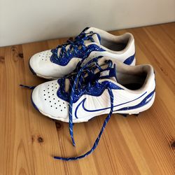 Nike Hyper Diamond Youth Baseball Cleats Kids Athletic Size 2 Blue White