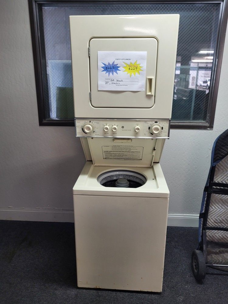 ☃️Holiday Moving Sale! GE 24inch Washer Dryer Electric Stack-Warranty Included 