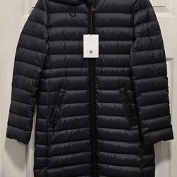 Coach Long Black Down Coat w Hood NEW