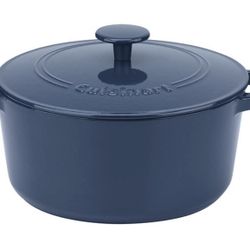 Chef’s Classic™ Enameled Cast Iron Cookware 5 Quart Round Covered Casserole - Blue (New)