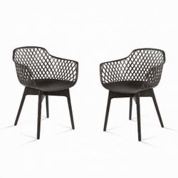 Modern Dining Chairs Set of 4, Weather-Resistant Plastic Cafe Chairs with Ergonomic Back and Non-Slip Pad, Suitable for Patio, Restaurant, Yard, Porch