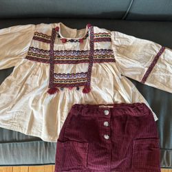 Zara Outfit Skirt Blouse Size 7/8