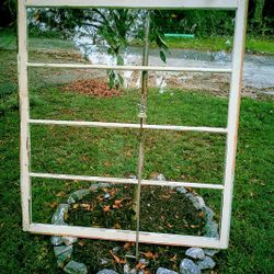 Large Old Wood.Framed Window With Intact Glass