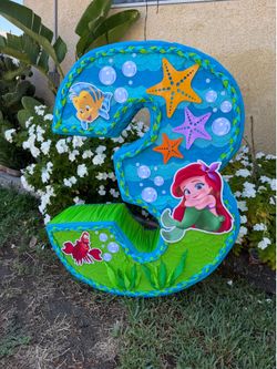 Ariel little mermaid number pinata number tres
