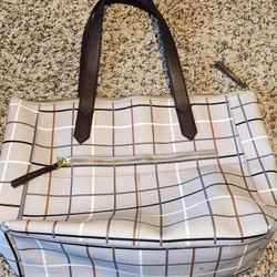 Fossil Tote Bag - Gray Plaid