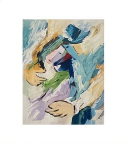 “Amor” Abstract Expressionist Mixed Media Painting by De Belen