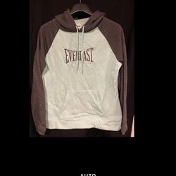 EUC Women’s L Everlast sport hooded hoodie sweatshirt grey green pullover