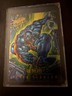1995 venom marvel card very rare in perfect condition comes with vintage lizard card