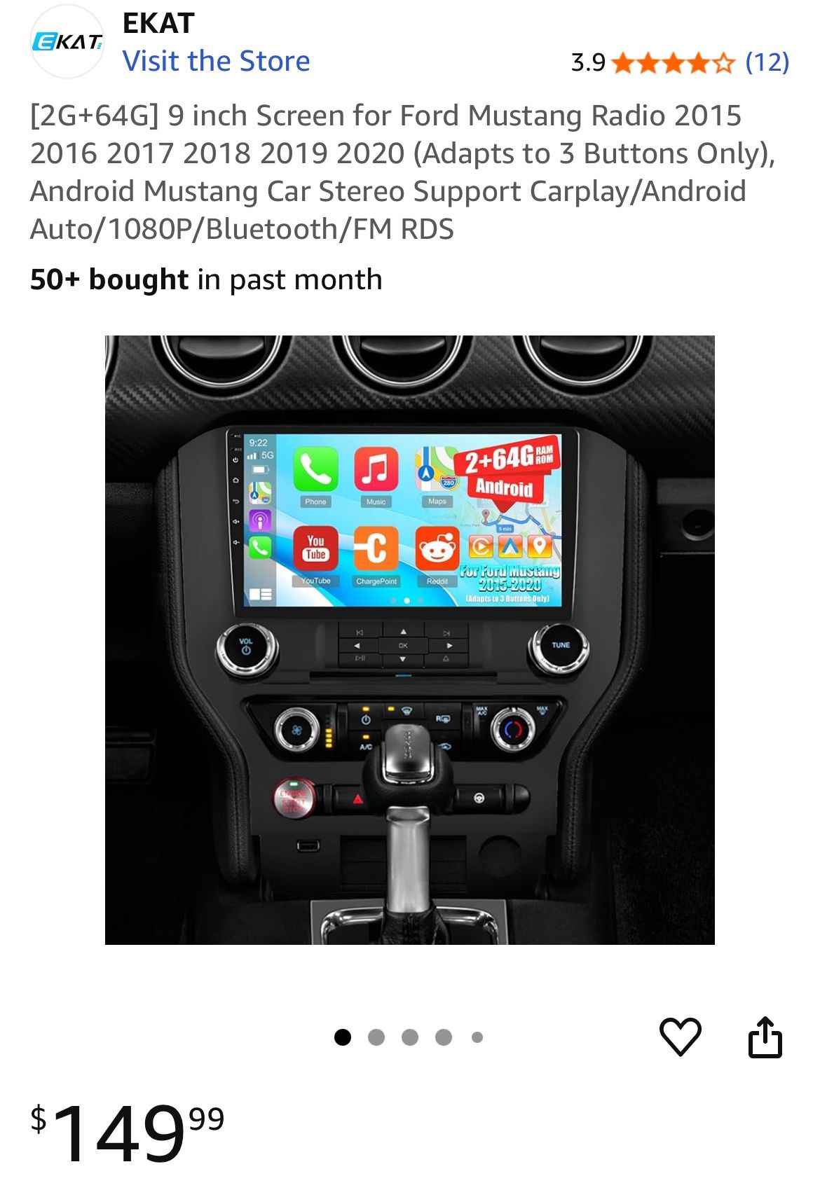 2015-2020 Ford Mustang 9” Screen Stereo Oem Like