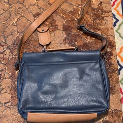 Navy Blue / Brown Messenger Bag