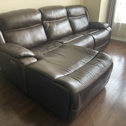 3 Pieces Power Reclining Leather Sofa Set 
