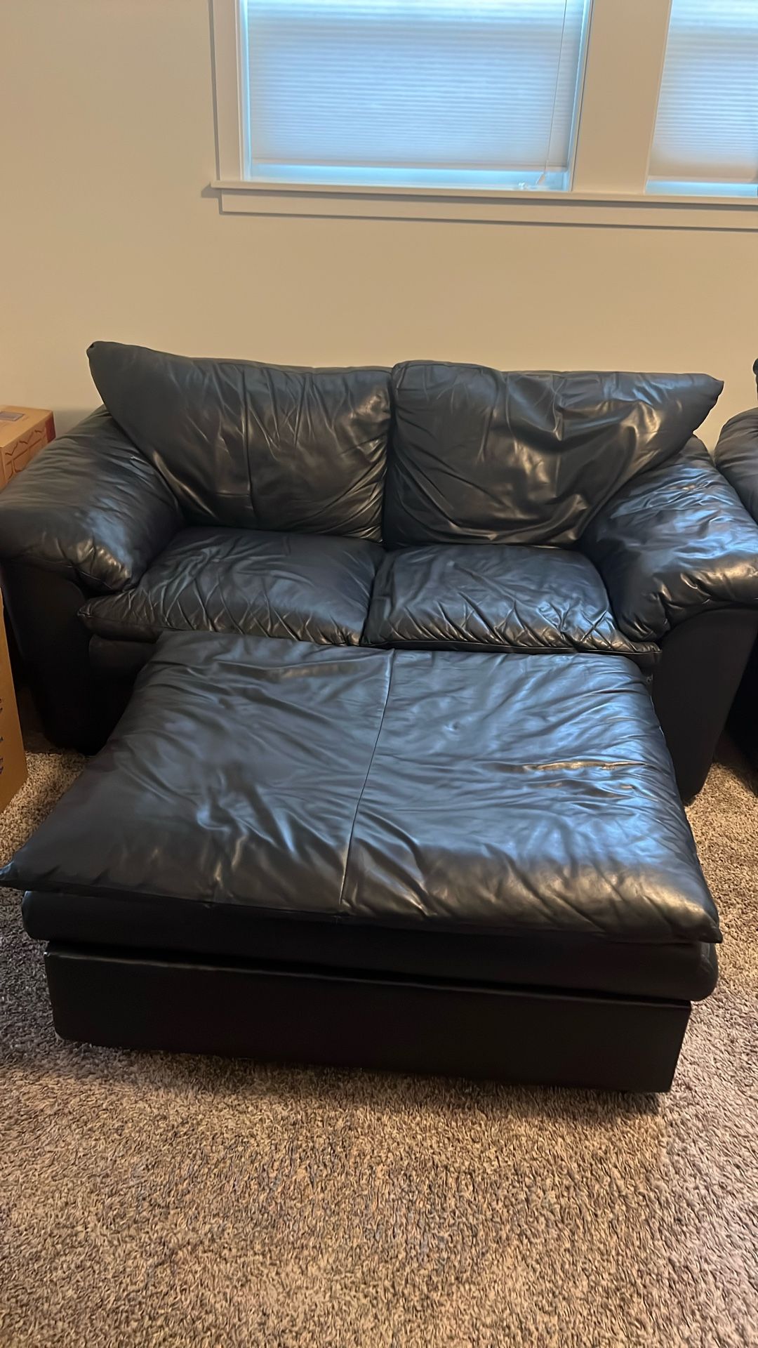 Leather Love Seat And Othman