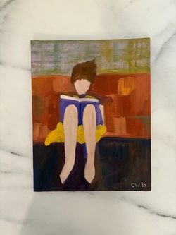 Original Art Abstract Person Reading Oil on Canvas