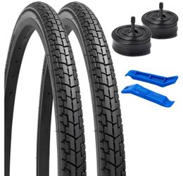 2-PCS 27X1 3/8 (37-630) Bike Tires and 27'' Bike Tubes Schrader Valve Compatible with 27X1 3/8 27x1 3-8 Bike Bicycle Tires and Tubes