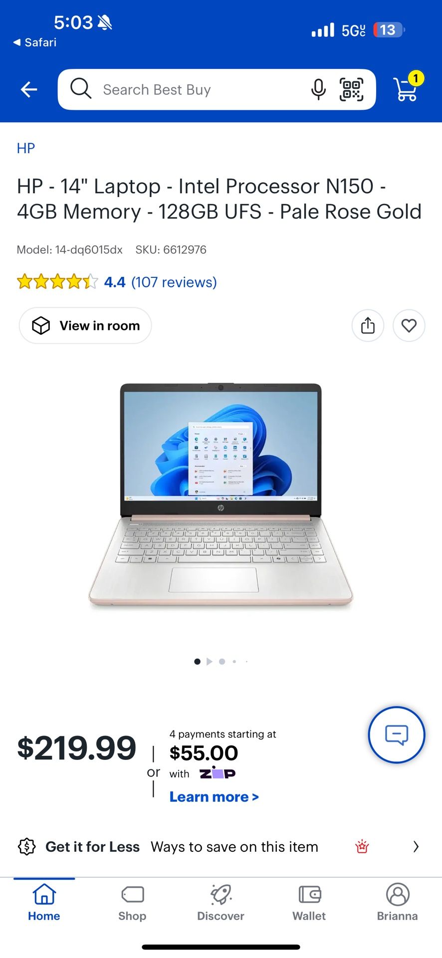 Hp 14 In laptop Rose Gold