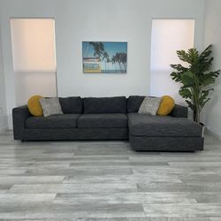 Sectional Couch West Elm Gray Fabric 2pcs - FREE DELIVERY