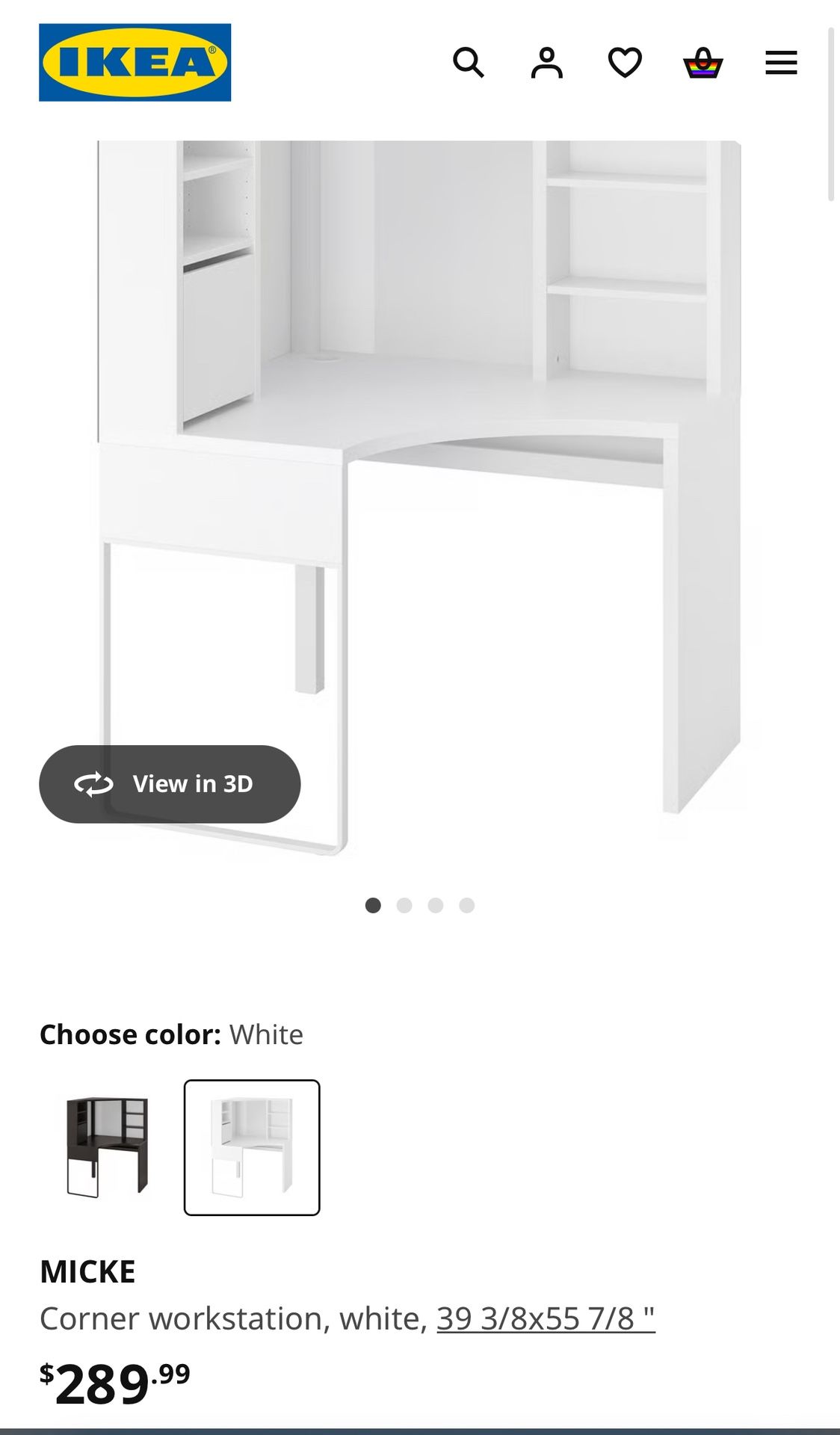 IKEA Micke Corner workstation, white, 39 3/8x55 7/8 "