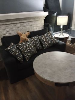 Charcoal grey loveseat and sofa