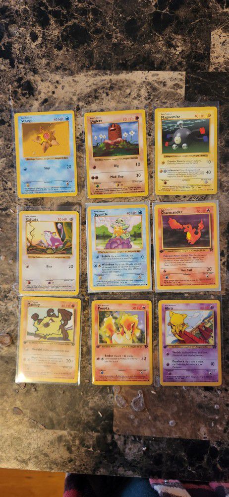 9 Vintage And Shadowless Pokemon Cards Base And Rocket Sets