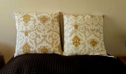 2 Designer Decorative Pillows Linen