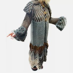 Renaissance Hippie Boho Crochet Hand-Knitted Long Sleeve Ruffle Sweater MSRP$600