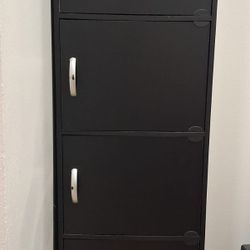 5-Tier Storage Cabinet with Doors - Black - Great for Pantry or Office