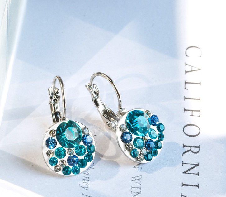 "Different Sizes Colorful Round CZ Stud Earrings for Women, HA4058

