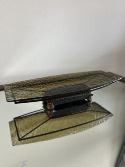Art Nouveau Smoked Glass Tray 18.5”W