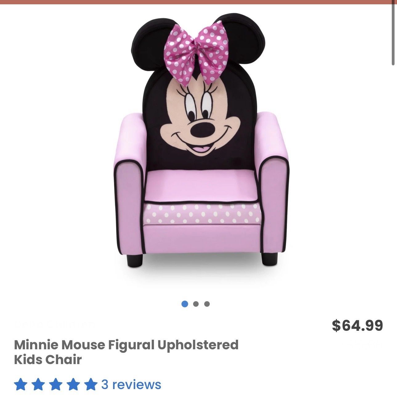 New Minnie Mouse Upholstered Kids Chair 