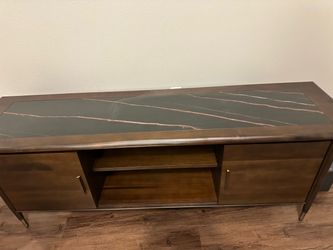Mid-Century Modern TV Stand with Marble Top