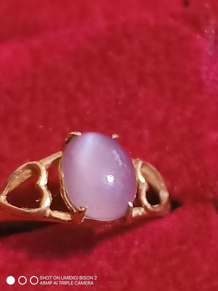 14k Chatoyant Cats Eye Cabochon Gem Ring 