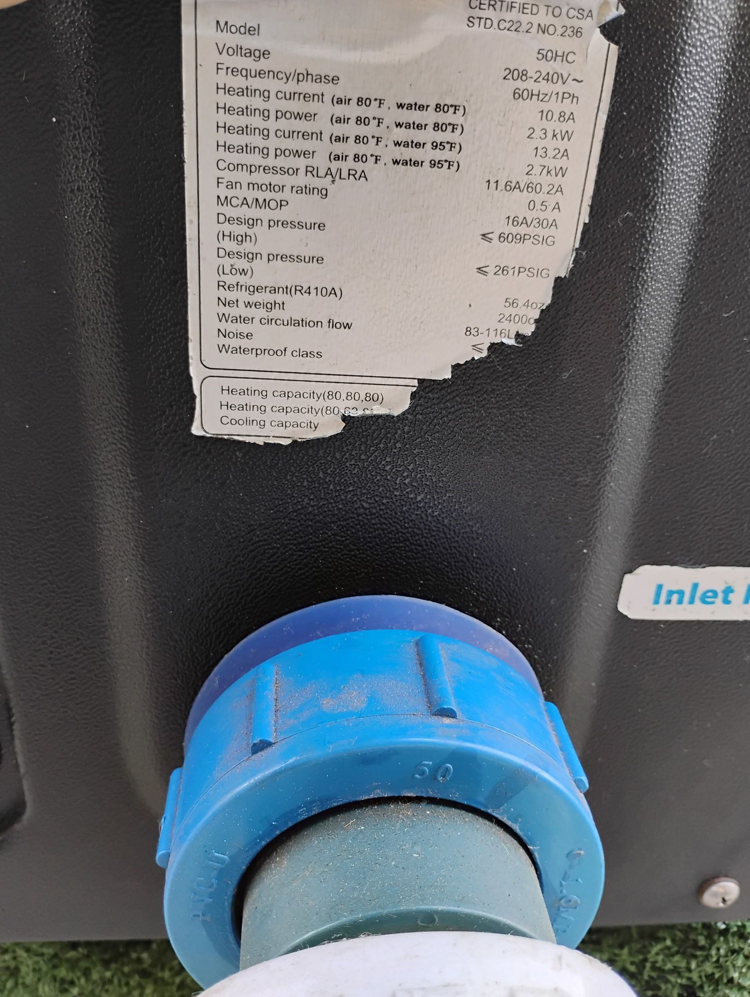 Perfect Pool heater for small pool.