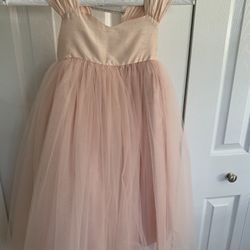 Blush Pink Raw Silk Flower Girl Dress