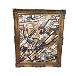 Contemporary Abstract Cubism Painting Framed Geometric Cubism Artist Kelli Howie