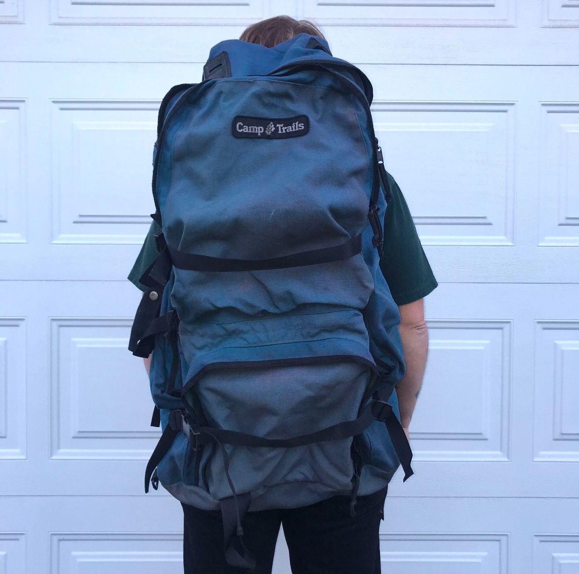 Camp trails navy metal frame back packing adjustable backpack camping hiking