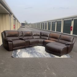 Faux Leather Power Reclining Sectional Sofa Couch Sala 6 Piece