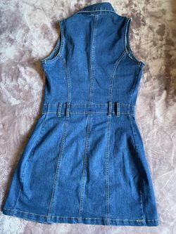 white christmas dresses Women's Medium Upcycled Denim Dress