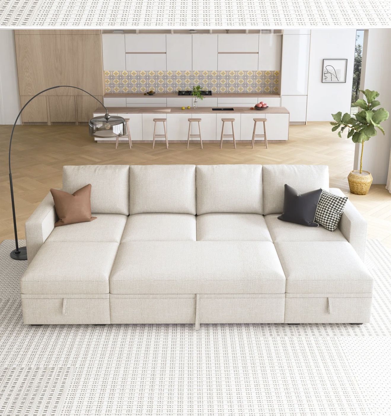 U Shape Sleeper Pull Out Couch 