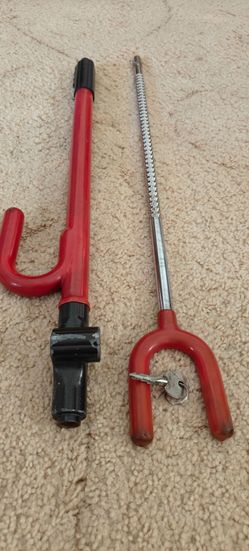 Club Original Car Steering Wheel Lock Vintage Red & Black w/Key up to 42"