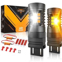 Auxbeam 2026 B1B Series 3157 Switchback LED Bulbs with Extra Resistors Anti Hyper Flash 400% Brighter T25 3057 3 Bulbs White and Amber for DRL
