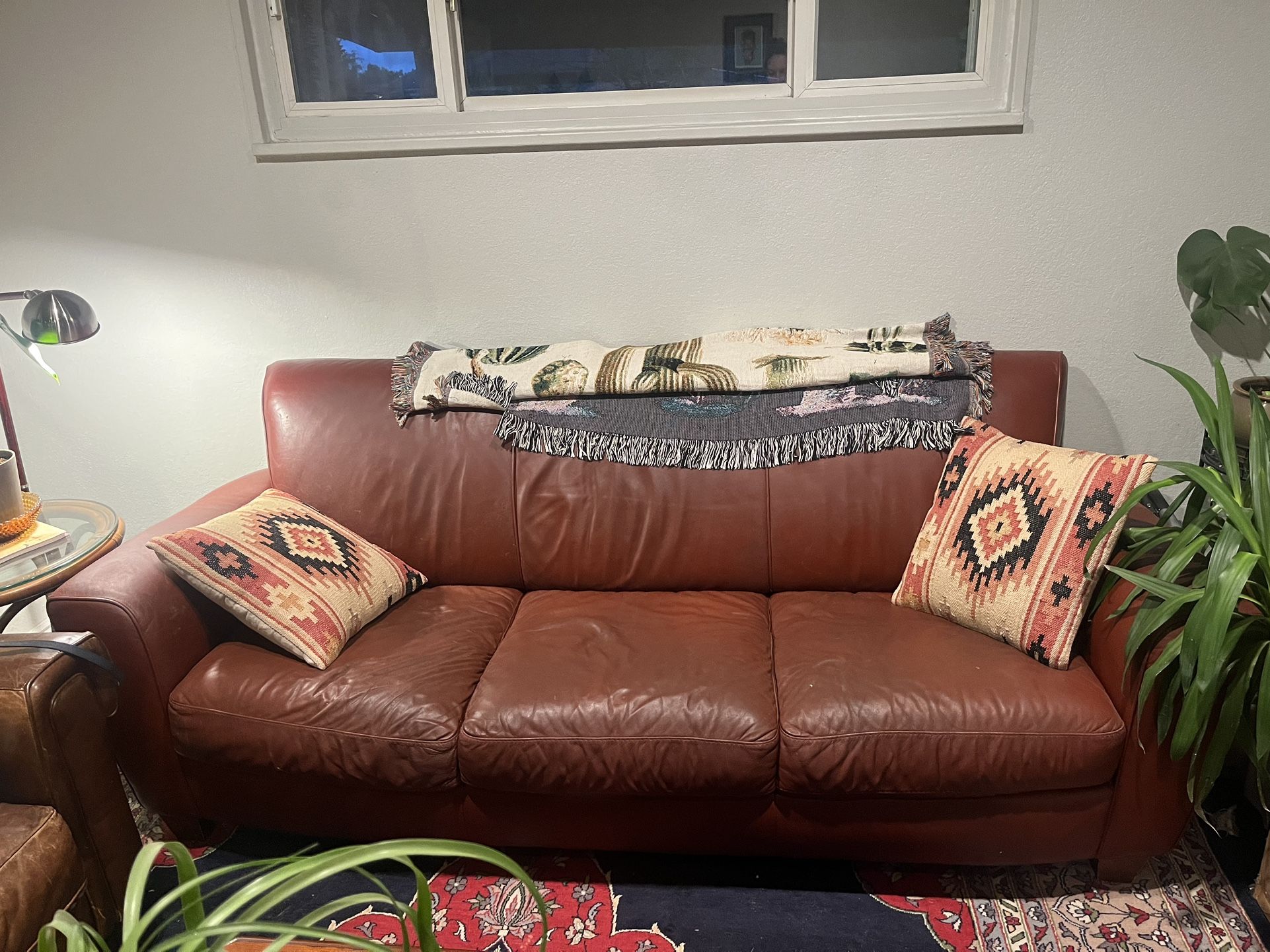 Leather Couch With Reddish Tiny