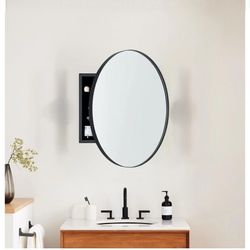 10
Surface Mount Black Round Circle Bathroom Medicine Cabinet with Mirror Circlular Shaped Stainless Steel Metal Framed Medicine Cabinets Bathroom Cab