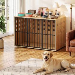 ❤️‍🔥 Wooden Dog Crates, Lockable Decorative Kennel Indoor,