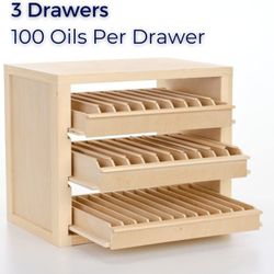 Oil Life- Wooden Essential Oils Display Shelf 300 Bottles | Aromatherapy Storage Box (For 180 15mL + 120 5ML Oil Bottles or 10ML Roller Bottles) | Gre