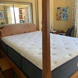 Queen Pencil post bed frame Solid wood brown