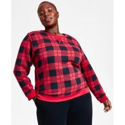 Karen Scott Plus Red Plaid Sweatshirt - Plus Size XL
