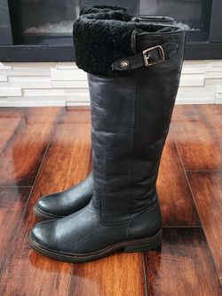 Frye Mara Button Black Leather Knee-High Boots Women's 7.5